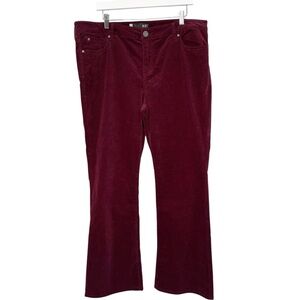 KUT FROM THE CLOTH KAREN BABY BOOT CUT BURGUNDY CORDUROY FLARE JEANS SZ 18